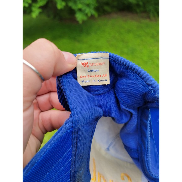 Lot of (2) Vintage Corduroy Sports Snapback Hats Yupoong Blue Red - Picture 5 of 5